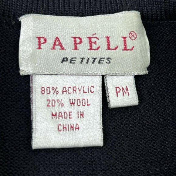 Adrianna Papell Beaded Hem Mock Neck Black Knit Sleeveless Sweater Top Petite M - Picture 4 of 5